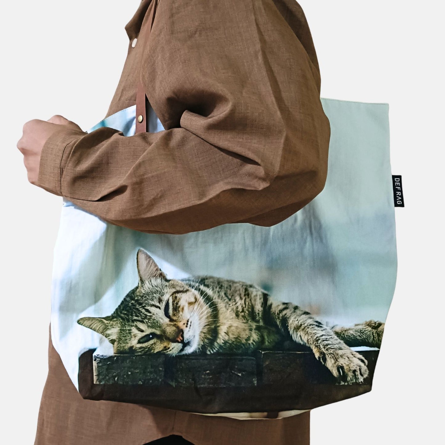 猫フォト キャンバス大判トートバッグ(PUレザー持ち手)