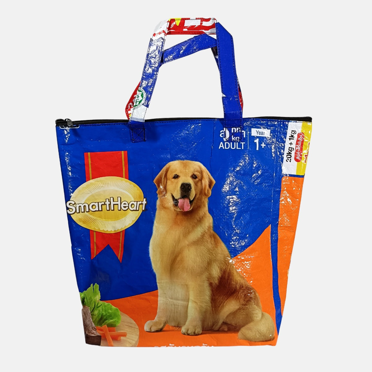 《AP-46-25》一点モノ イヌ雑貨・マチ付きファスナートートバッグ/ドッグフード袋アップサイクル(犬系雑貨)