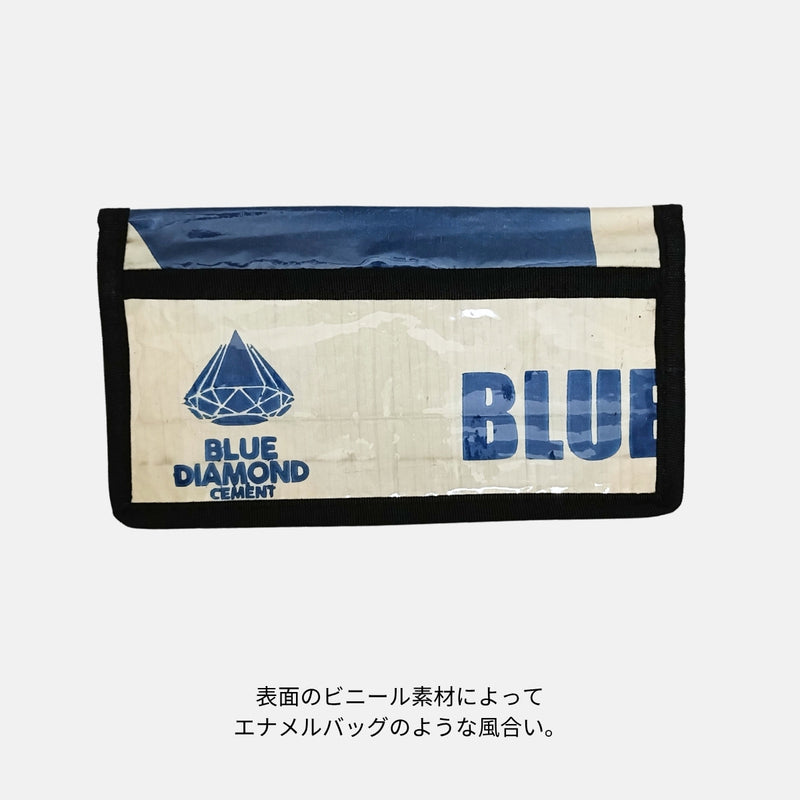 アップサイクルウォレット(ブルー×ホワイト)長財布《JU-12-25》