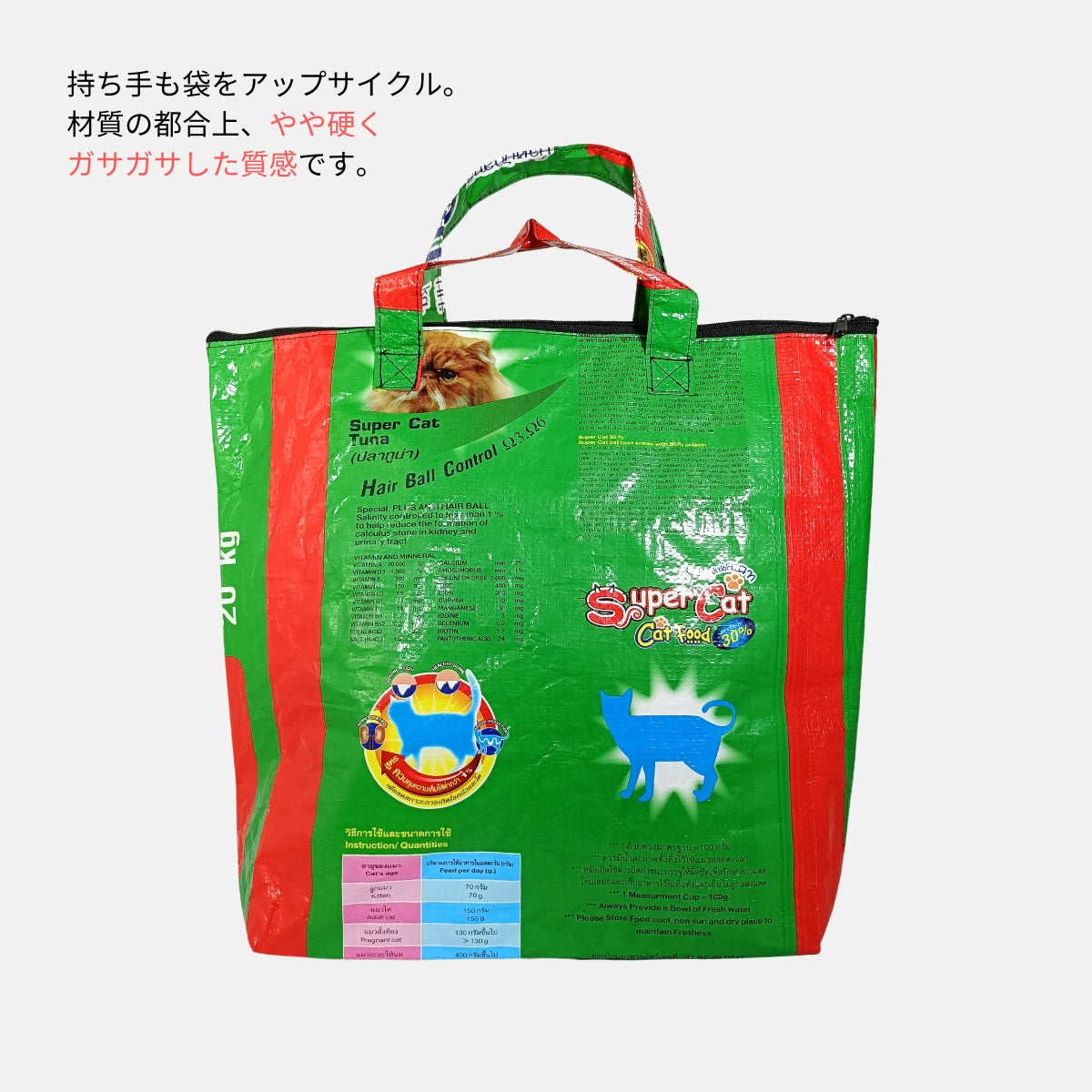 ペルシャネコ雑貨|アップサイクルファスナートートバッグ(キャットフード袋リメイク)《MY-89-25》