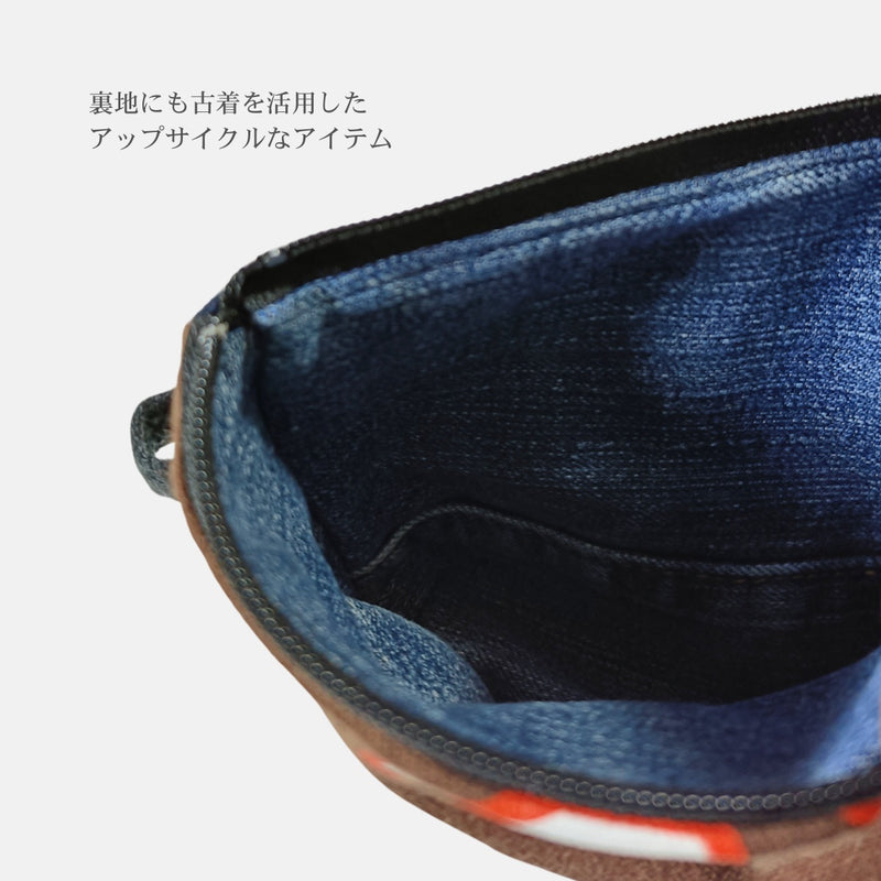 DEFRAG 古着フットボールTシャツ・リメイクポーチ(一点物マチ付きポーチ/アップサイクル)