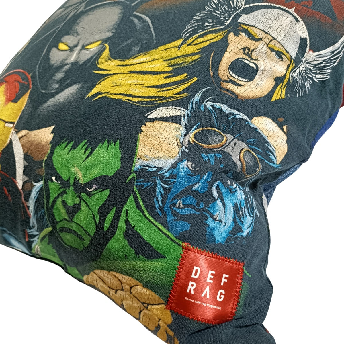 【カバー&クッションセット】 アベンジャーズ古着リメイククッションDEFRAG:MARVEL