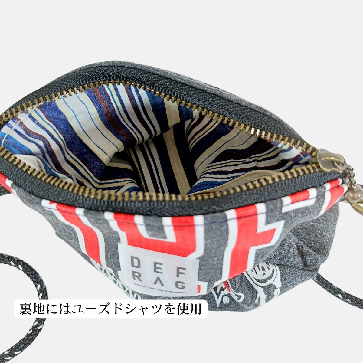 Re:SHOLDA|古着リメイク ファスナー付きミニショルダー(ラクロススウェット) 一点モノ 男女兼用