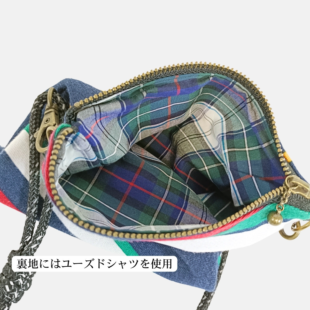 Re:SHOLDA|古着リメイク ファスナー付きミニショルダー(マルチボーダー) 一点モノ 男女兼用