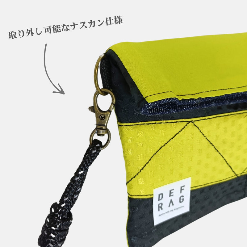 【販売終了】Re:FLAP|折返しサコッシュ(イエロー&ブラック)古着リメイク・一点モノ 男女兼用