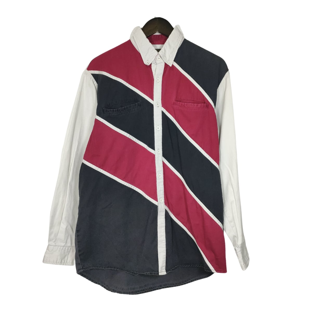 80年代古着:SPINDLE River 切り返し長袖シャツ:クレイジーパターンワークシャツ。