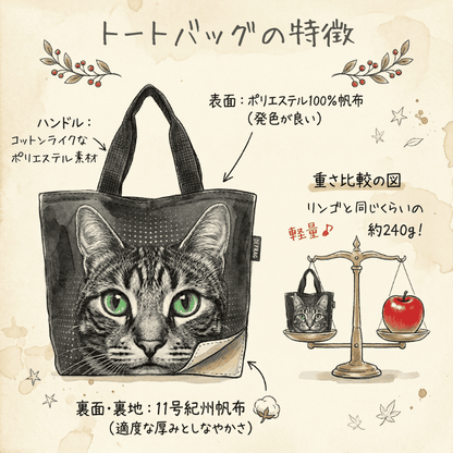 グラフィックキャット ポリ帆布トート｜ミッドナイトチャコール