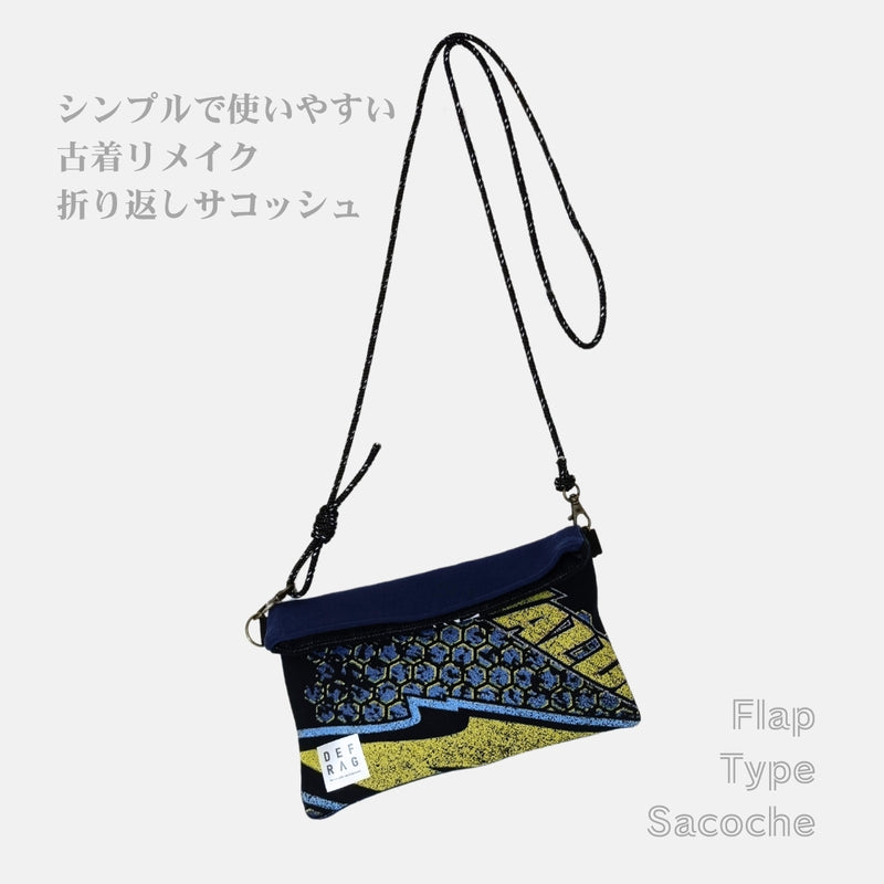 Re:FLAP｜折返しサコッシュ（スポーツ系デザイン）古着リメイク・一点モノ 男女兼用