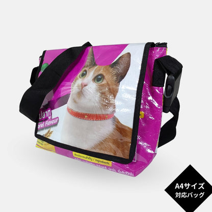 A4対応キャットフード袋リメイクメッセンジャーバッグ 茶トラ《SE-25-16》