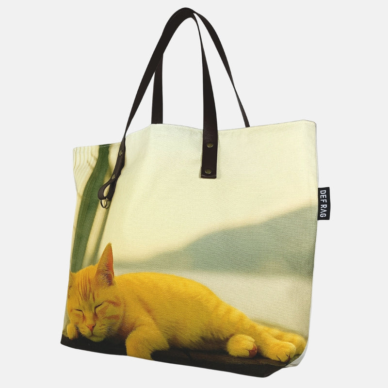 リアル猫フォト大判トートバッグ（黄昏タビー＆空猫ブルー）