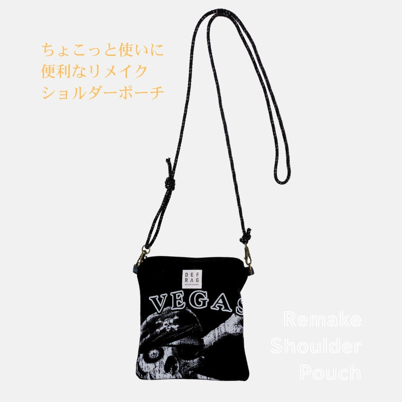 Re:SHOLDA｜古着リメイク ファスナー付きミニショルダー（ドクロ柄スウェット） 一点モノ 男女兼用