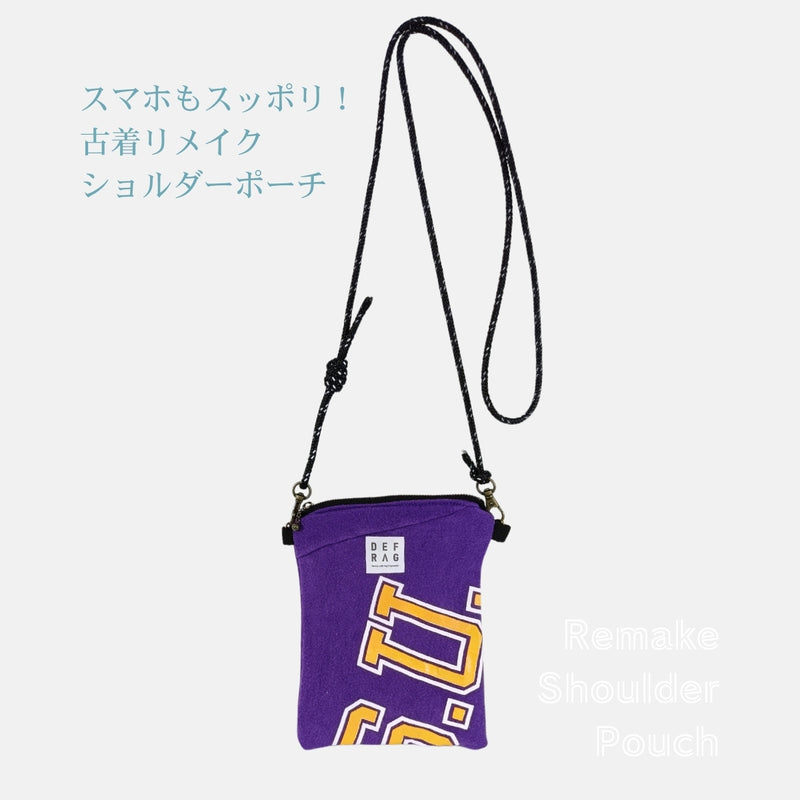 Re:SHOLDA｜古着リメイク ファスナー付きミニショルダー（パープルスウェット） 一点モノ 男女兼用