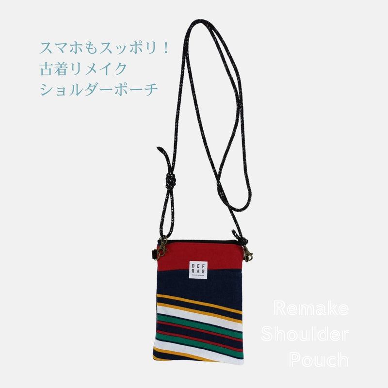 Re:SHOLDA｜古着リメイク ファスナー付きミニショルダー（マルチボーダー） 一点モノ 男女兼用