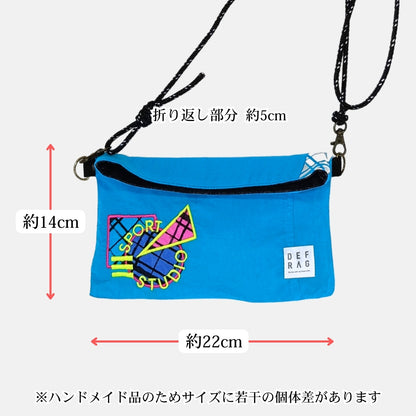 Re:FLAP｜折返しサコッシュ（スカイブルー）古着リメイク・一点モノ 男女兼用