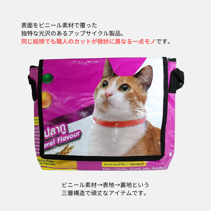 A4対応キャットフード袋リメイクメッセンジャーバッグ 茶トラ《SE-25-16》
