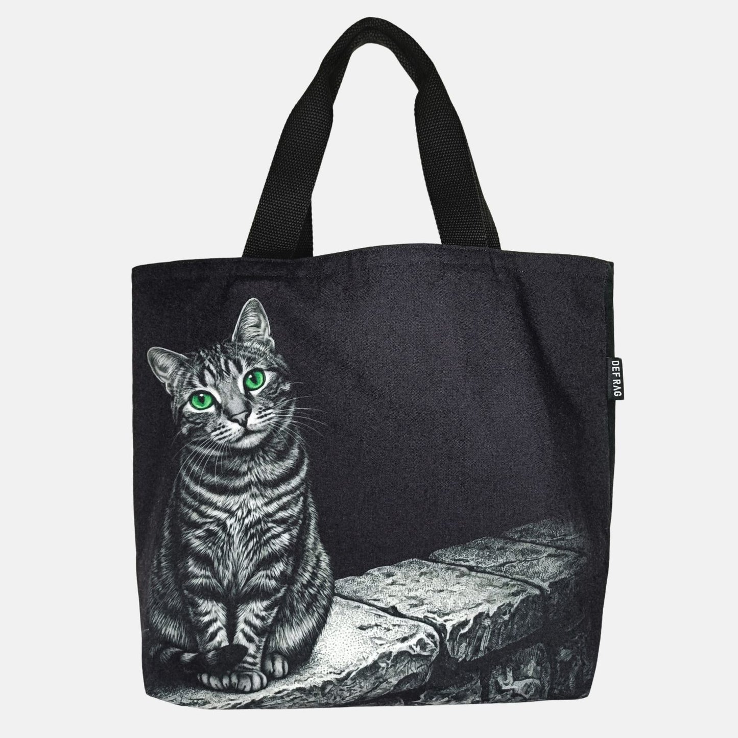 塀の上の猫：グラフィックキャット ポリ帆布トート