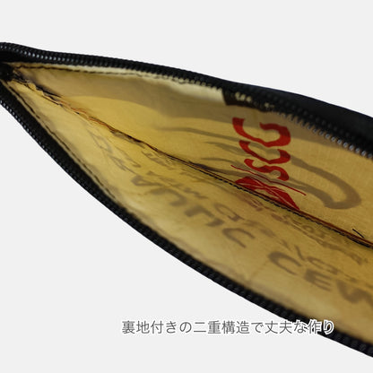 《イーグル》一点モノ・セメント袋リメイクフラットポーチ（B6サイズ）