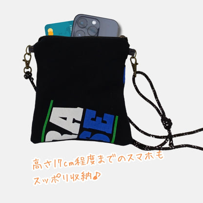 Re:SHOLDA｜古着リメイク ファスナー付きミニショルダー（ラクロス） 一点モノ 男女兼用