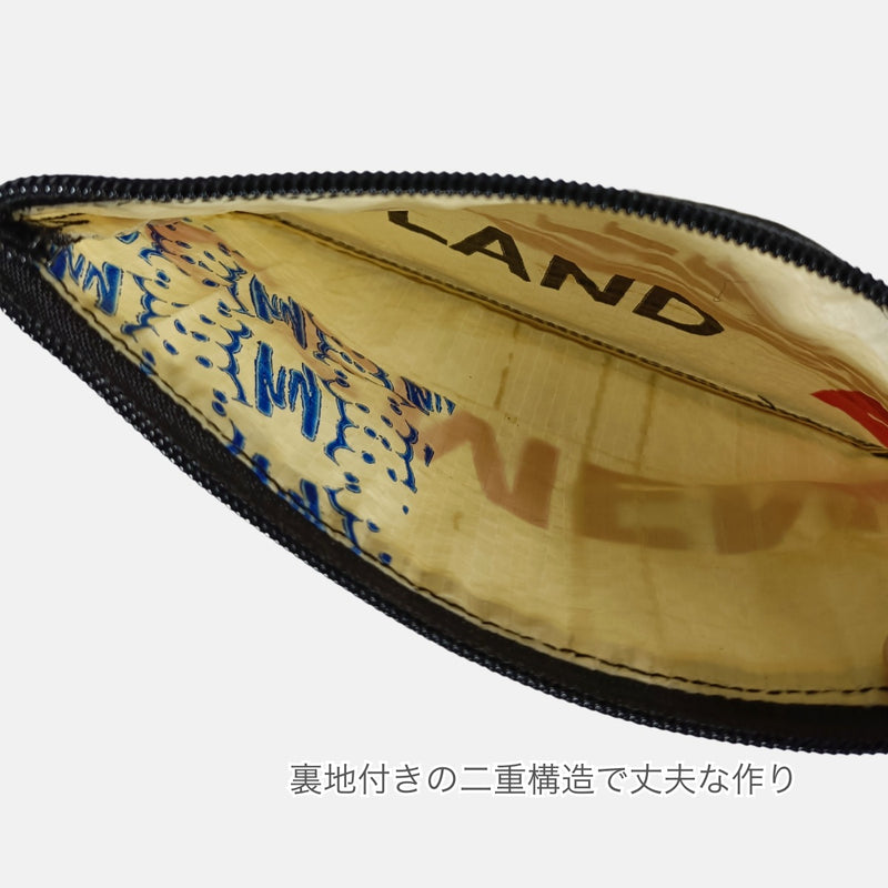 《ブラウン》一点モノ・セメント袋リメイクフラットポーチ（B6サイズ）