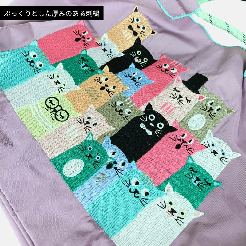 【新品】猫の友達：刺繍ロープトートバッグ《SE-25-21》