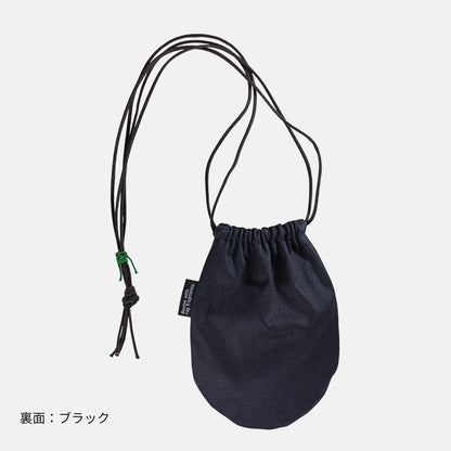【販売終了】グラフィックキャット巾着ショルダー｜ミッドナイトチャコール
