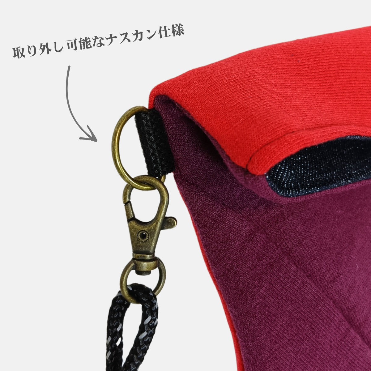 Re:FLAP｜折返しサコッシュ（レッド系スウェット）古着リメイク・一点モノ 男女兼用