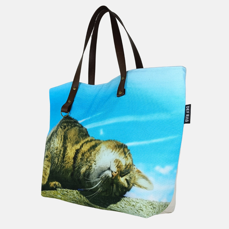 リアル猫フォト大判トートバッグ（黄昏タビー＆空猫ブルー）
