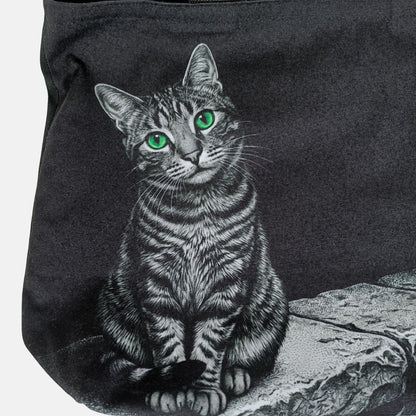 塀の上の猫：グラフィックキャット ポリ帆布トート