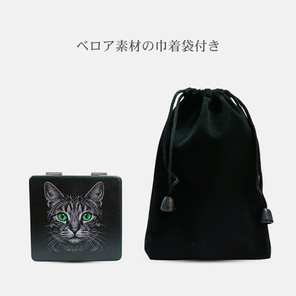 拡大鏡付きコンパクトミラー（キジトラ/クロネコ/ハチワレ）