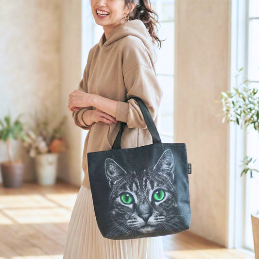 グラフィックキャット ポリ帆布トート｜ミッドナイトチャコール