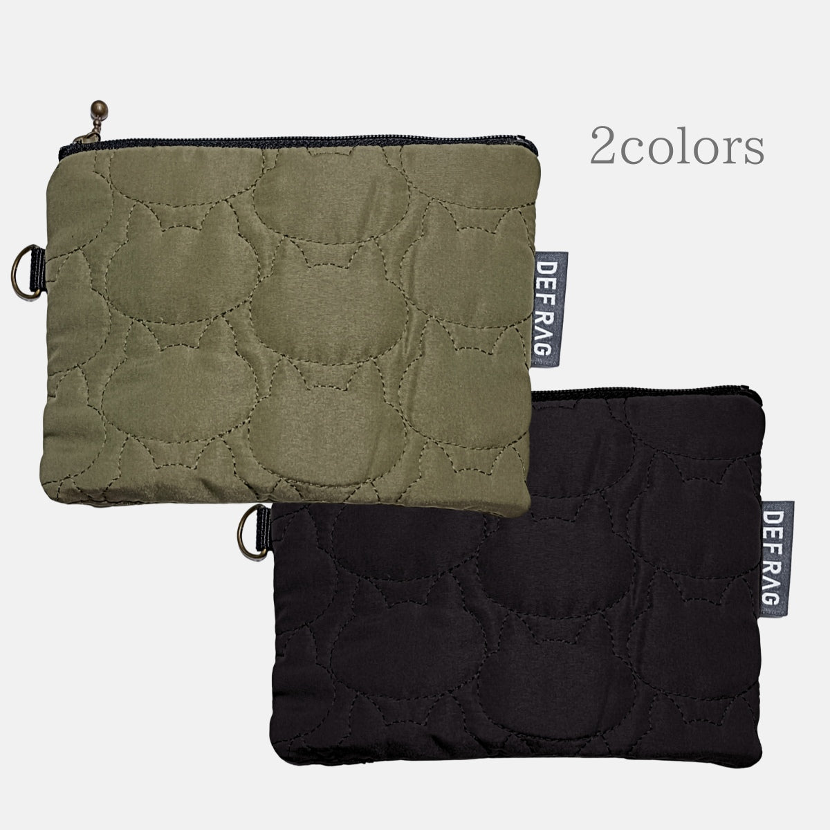 猫キルティングふっくらポーチ（フラットタイプ）