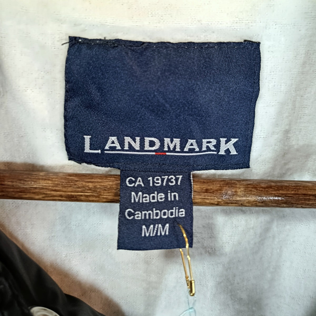 古着 LAND MARK 両面刺繍コーチジャケット／ブラックナイロンジャケット