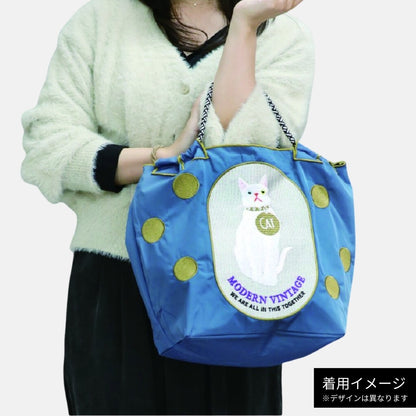 【新品】猫の友達：刺繍ロープトートバッグ《SE-25-21》