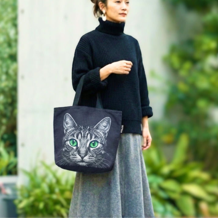 グラフィックキャット ポリ帆布トート ミッドナイトチャコール