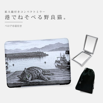 コンパクトミラー：港でねそべる野良猫