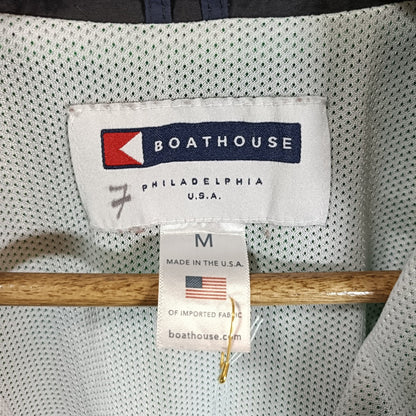 アメリカ製古着 刺繍ナイロンプルオーバー ハーフジップジャケット／BOAT HOUSE made in USA